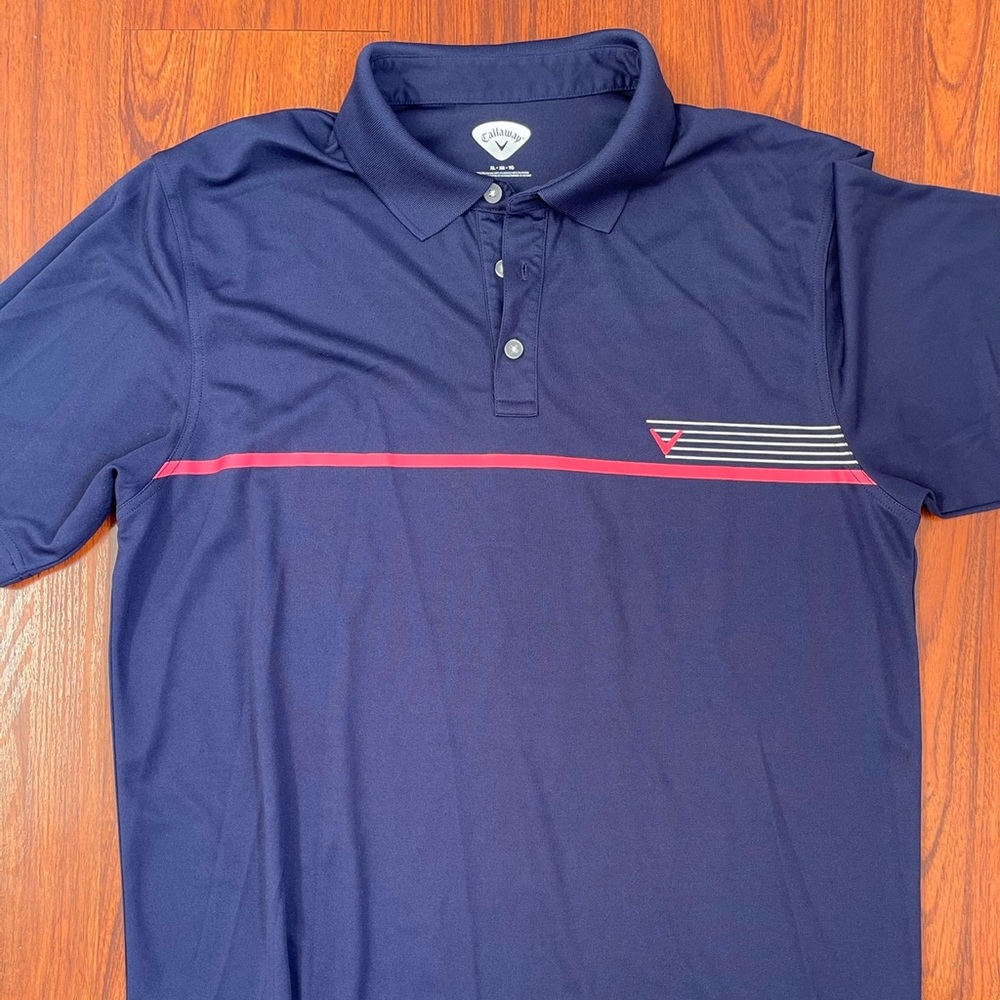 Callaway Polo Striped Golf Shirt XL Blue